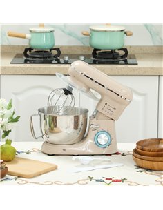 HOMCOM 1300W Kitchen Stand Mixer, with Accessories - Beige 2