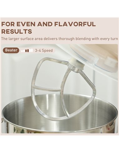 HOMCOM 1300W Kitchen Stand Mixer, with Accessories - Beige