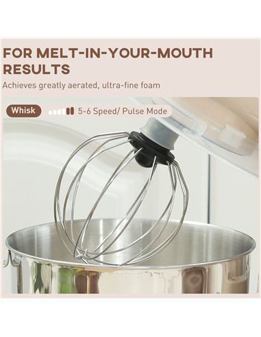 HOMCOM 1300W Kitchen Stand Mixer, with Accessories - Beige