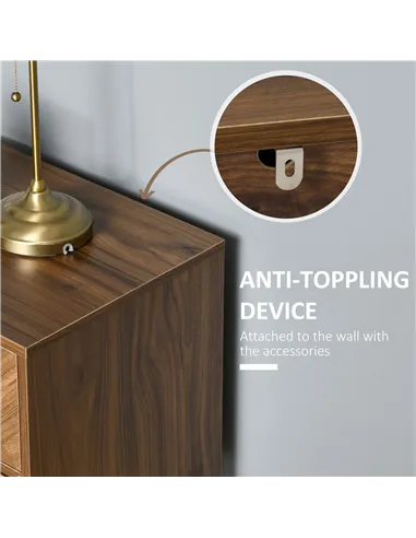 HOMCOM Bedside Table with Two Drawers, Side Cabinet Storage Unit with Metal Handles, Organisation Furniture for Living Room, Bed