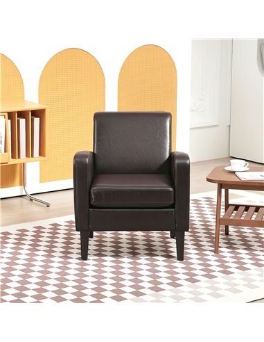 HOMCOM Faux Leather Simple Armchair - Brown