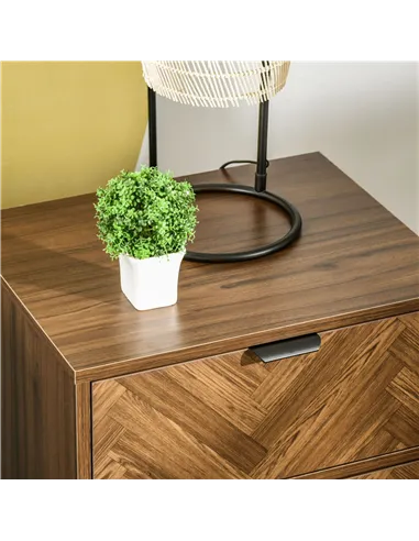 HOMCOM Bedside Table with Two Drawers, Side Cabinet Storage Unit with Metal Handles, Organisation Furniture for Living Room, Bed