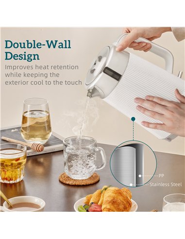 HOMCOM Electric Stainless Steel Kettle and Toaster Set, 3000W 1.7L UK Strix Thermostat Fast Boil Kettle w/ Limescale Filter, Coo