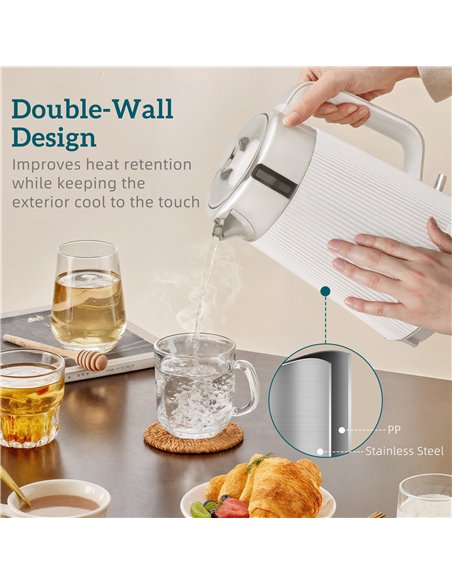 HOMCOM Electric Stainless Steel Kettle and Toaster Set, 3000W 1.7L UK Strix Thermostat Fast Boil Kettle w/ Limescale Filter, Coo