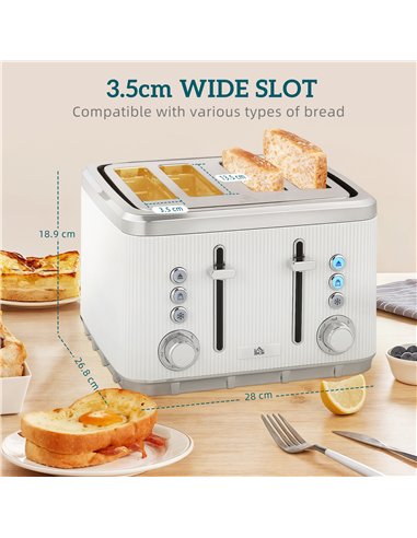 HOMCOM Electric Stainless Steel Kettle and Toaster Set, 3000W 1.7L UK Strix Thermostat Fast Boil Kettle w/ Limescale Filter, Coo