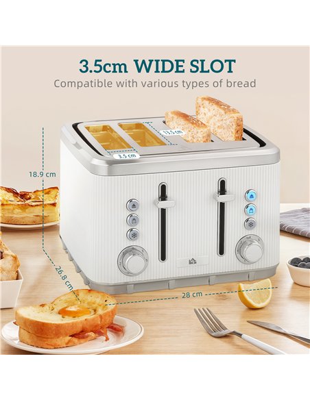 HOMCOM Electric Stainless Steel Kettle and Toaster Set, 3000W 1.7L UK Strix Thermostat Fast Boil Kettle w/ Limescale Filter, Coo