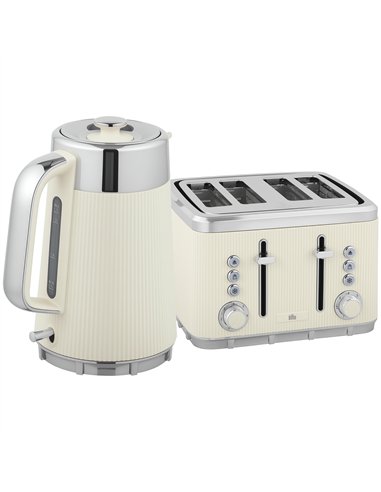 HOMCOM Electric Stainless Steel Kettle and Toaster Set, 3000W 1.7L UK Strix Thermostat Fast Boil Kettle w/ Limescale Filter, Coo