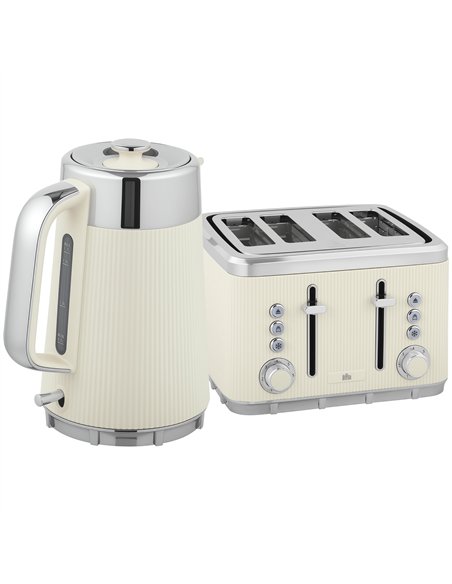 HOMCOM Electric Stainless Steel Kettle and Toaster Set, 3000W 1.7L UK Strix Thermostat Fast Boil Kettle w/ Limescale Filter, Coo