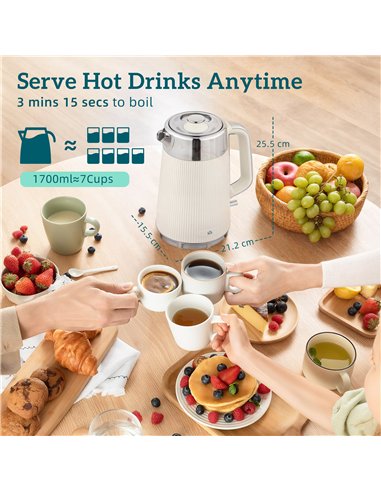 HOMCOM Electric Stainless Steel Kettle and Toaster Set, 3000W 1.7L UK Strix Thermostat Fast Boil Kettle w/ Limescale Filter, Coo