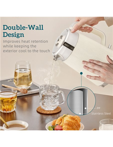 HOMCOM Electric Stainless Steel Kettle and Toaster Set, 3000W 1.7L UK Strix Thermostat Fast Boil Kettle w/ Limescale Filter, Coo