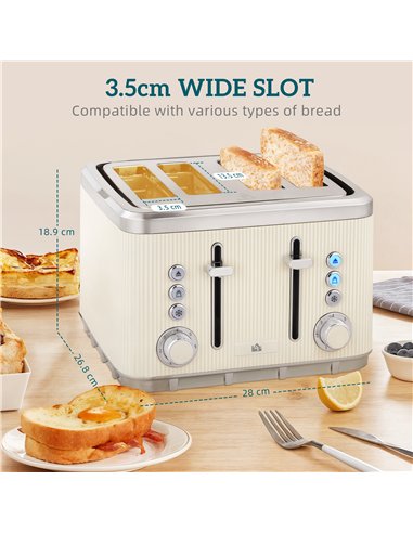 HOMCOM Electric Stainless Steel Kettle and Toaster Set, 3000W 1.7L UK Strix Thermostat Fast Boil Kettle w/ Limescale Filter, Coo