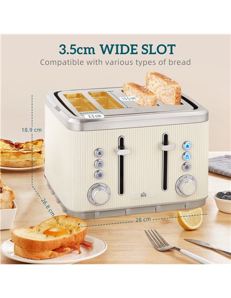 HOMCOM Electric Stainless Steel Kettle and Toaster Set, 3000W 1.7L UK Strix Thermostat Fast Boil Kettle w/ Limescale Filter, Coo