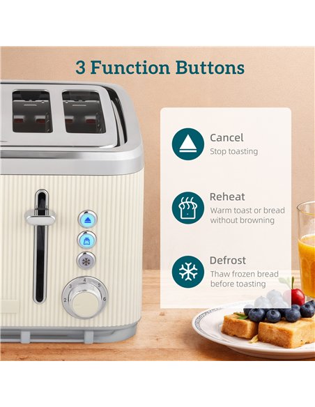 HOMCOM Electric Stainless Steel Kettle and Toaster Set, 3000W 1.7L UK Strix Thermostat Fast Boil Kettle w/ Limescale Filter, Coo