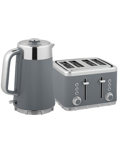 HOMCOM Electric Stainless Steel Kettle and Toaster Set, 3000W 1.7L UK Strix Thermostat Fast Boil Kettle w/ Limescale Filter, Coo
