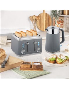 HOMCOM Electric Stainless Steel Kettle and Toaster Set, 3000W 1.7L UK Strix Thermostat Fast Boil Kettle w/ Limescale Filter, Coo 2