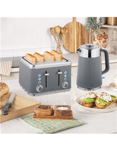 HOMCOM Electric Stainless Steel Kettle and Toaster Set, 3000W 1.7L UK Strix Thermostat Fast Boil Kettle w/ Limescale Filter, Coo