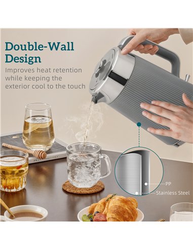 HOMCOM Electric Stainless Steel Kettle and Toaster Set, 3000W 1.7L UK Strix Thermostat Fast Boil Kettle w/ Limescale Filter, Coo