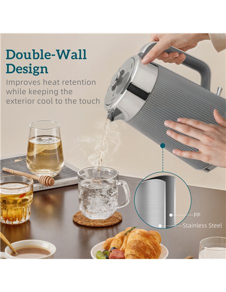 HOMCOM Electric Stainless Steel Kettle and Toaster Set, 3000W 1.7L UK Strix Thermostat Fast Boil Kettle w/ Limescale Filter, Coo