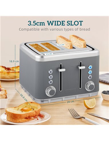 HOMCOM Electric Stainless Steel Kettle and Toaster Set, 3000W 1.7L UK Strix Thermostat Fast Boil Kettle w/ Limescale Filter, Coo