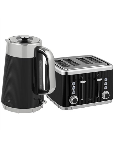 HOMCOM Electric Stainless Steel Kettle and Toaster Set, 3000W 1.7L UK Strix Thermostat Fast Boil Kettle w/ Limescale Filter, Coo