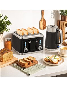 HOMCOM Electric Stainless Steel Kettle and Toaster Set, 3000W 1.7L UK Strix Thermostat Fast Boil Kettle w/ Limescale Filter, Coo 2