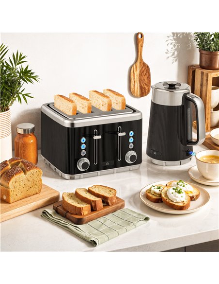 HOMCOM Electric Stainless Steel Kettle and Toaster Set, 3000W 1.7L UK Strix Thermostat Fast Boil Kettle w/ Limescale Filter, Coo