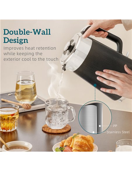 HOMCOM Electric Stainless Steel Kettle and Toaster Set, 3000W 1.7L UK Strix Thermostat Fast Boil Kettle w/ Limescale Filter, Coo