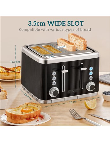 HOMCOM Electric Stainless Steel Kettle and Toaster Set, 3000W 1.7L UK Strix Thermostat Fast Boil Kettle w/ Limescale Filter, Coo