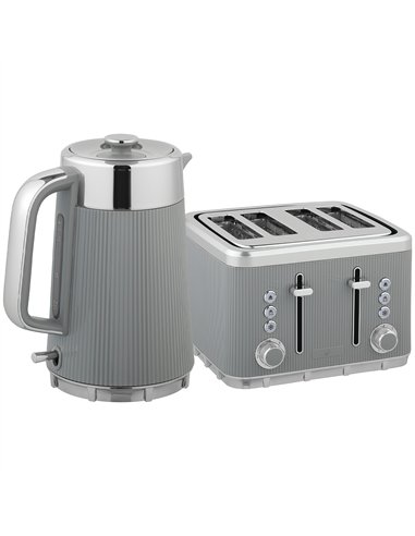 HOMCOM Electric Stainless Steel Kettle and Toaster Set, 3000W 1.7L UK Strix Thermostat Fast Boil Kettle w/ Limescale Filter, Coo