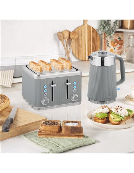 HOMCOM Electric Stainless Steel Kettle and Toaster Set, 3000W 1.7L UK Strix Thermostat Fast Boil Kettle w/ Limescale Filter, Coo
