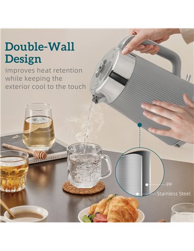 HOMCOM Electric Stainless Steel Kettle and Toaster Set, 3000W 1.7L UK Strix Thermostat Fast Boil Kettle w/ Limescale Filter, Coo