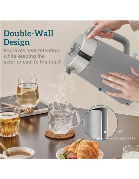 HOMCOM Electric Stainless Steel Kettle and Toaster Set, 3000W 1.7L UK Strix Thermostat Fast Boil Kettle w/ Limescale Filter, Coo