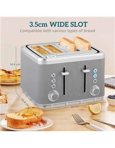 HOMCOM Electric Stainless Steel Kettle and Toaster Set, 3000W 1.7L UK Strix Thermostat Fast Boil Kettle w/ Limescale Filter, Coo