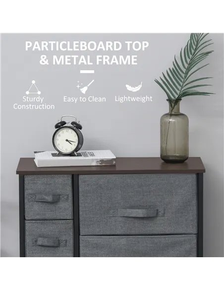 HOMCOM Chest of Drawers with 7 Drawers, Fabric Drawers with Large Storage Space, Drawers Dresser with Metal Frame, Adjustable Fe