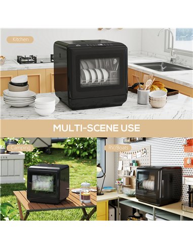 HOMCOM 6L Five-Mode Tabletop Dishwasher - Black