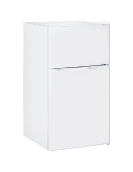 HOMCOM 88L Under Counter Fridge Freezer, Small Refrigerator with 5-Setting, 3 Star Freezer Rating, White