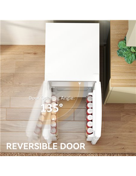 HOMCOM 88L Under Counter Fridge Freezer, Small Refrigerator with 5-Setting, 3 Star Freezer Rating, White