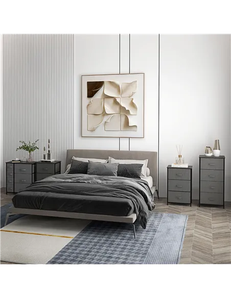 HOMCOM Chest of Drawers with 7 Drawers, Fabric Drawers with Large Storage Space, Drawers Dresser with Metal Frame, Adjustable Fe