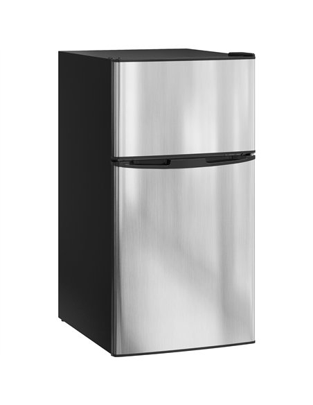 HOMCOM 88L Under Counter Fridge Freezer, Small Refrigerator with 5-Setting, 3 Star Freezer Rating, Black and Silver Tone