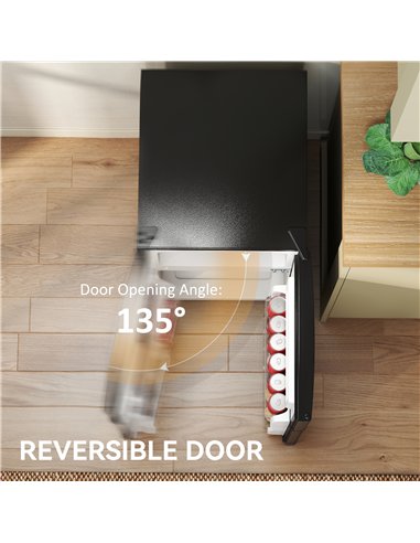 HOMCOM 88L Under Counter Fridge Freezer, Small Refrigerator with 5-Setting, 3 Star Freezer Rating, Black and Silver Tone