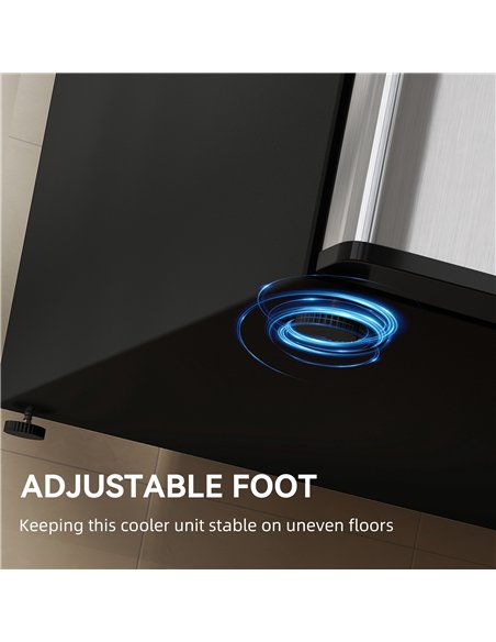 HOMCOM 88L Under Counter Fridge Freezer, Small Refrigerator with 5-Setting, 3 Star Freezer Rating, Black and Silver Tone