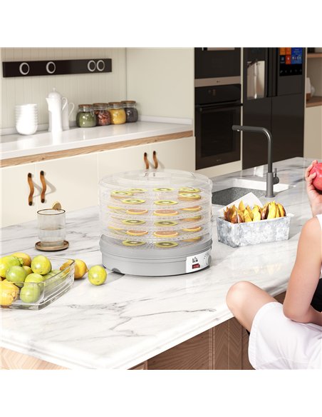 HOMCOM 5 Tier Food Dehydrator, 245W Food Dryer Machine with Adjustable Temperature Control for Drying Fruit, Meat, Vegetable, Je