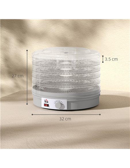 HOMCOM 5 Tier Food Dehydrator, 245W Food Dryer Machine with Adjustable Temperature Control for Drying Fruit, Meat, Vegetable, Je