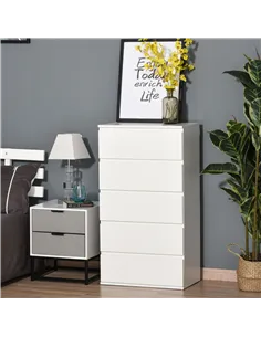 HOMCOM Chest of Drawers, 5 Drawers Storage Cabinet Floor Tower Cupboard for Bedroom Living Room, White 2