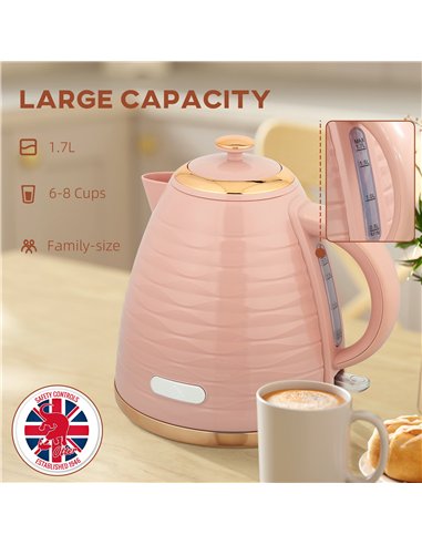 HOMCOM 3kW Rapid Boil Honeycomb Kettle - Pink