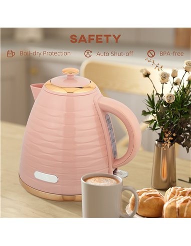 HOMCOM 3kW Rapid Boil Honeycomb Kettle - Pink