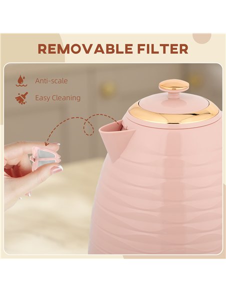 HOMCOM 3kW Rapid Boil Honeycomb Kettle - Pink