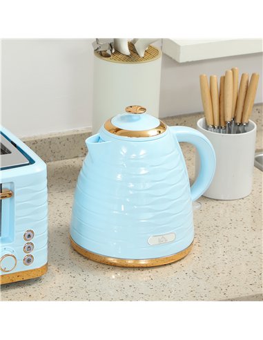 HOMCOM 3000W 1.7L Kettle & 4 Slice Toaster, Kettle and Toaster Set with 7 Browning Controls and Crumb Tray, Light Blue