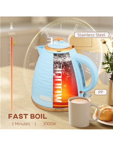 HOMCOM 3kW Rapid Boil Honeycomb Kettle - Light Blue