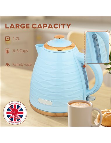 HOMCOM 3kW Rapid Boil Honeycomb Kettle - Light Blue